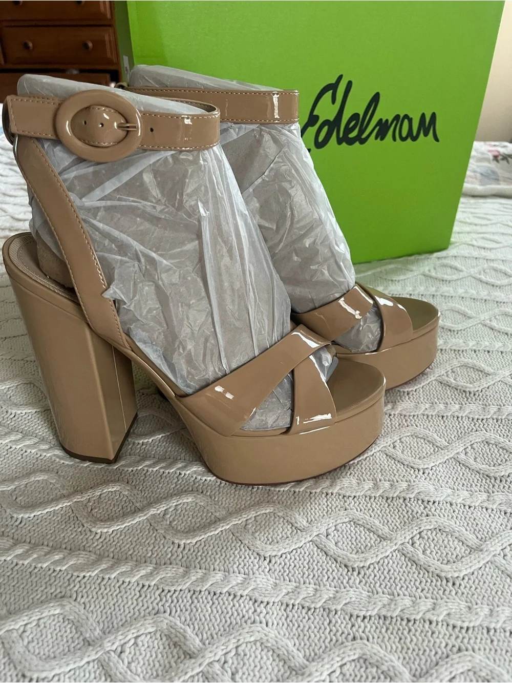Sam Edelman Tan Platforms with Ankle Strap Women’s Size 9.5